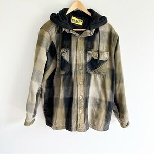 Brazos Work Force Green Plaid Puffer Snap Front Work Coat Large